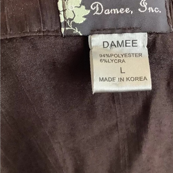 Damee Inc Sz L Shiny Look Button Cardigan Brown Polyester 3/4 Sleeve V Neck - Picture 7 of 7